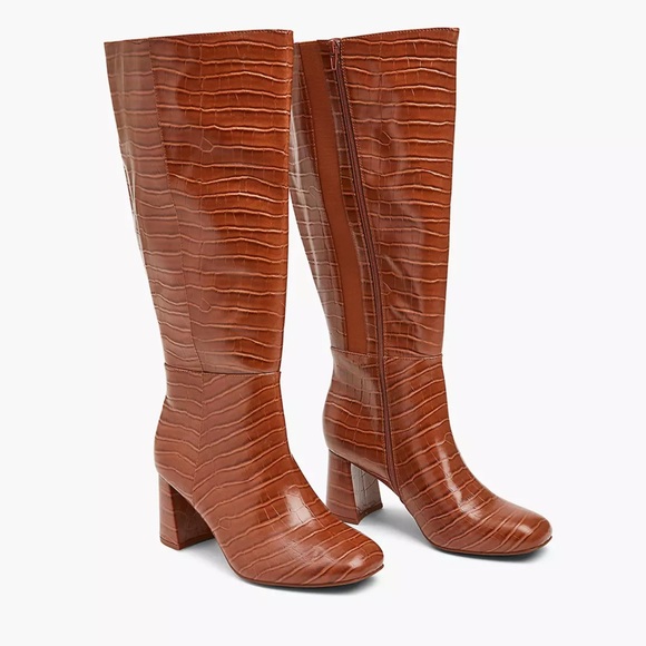 Lane Bryant Dream Cloud Crocodile faux leather knee high tall heel boots 11W - Picture 1 of 10